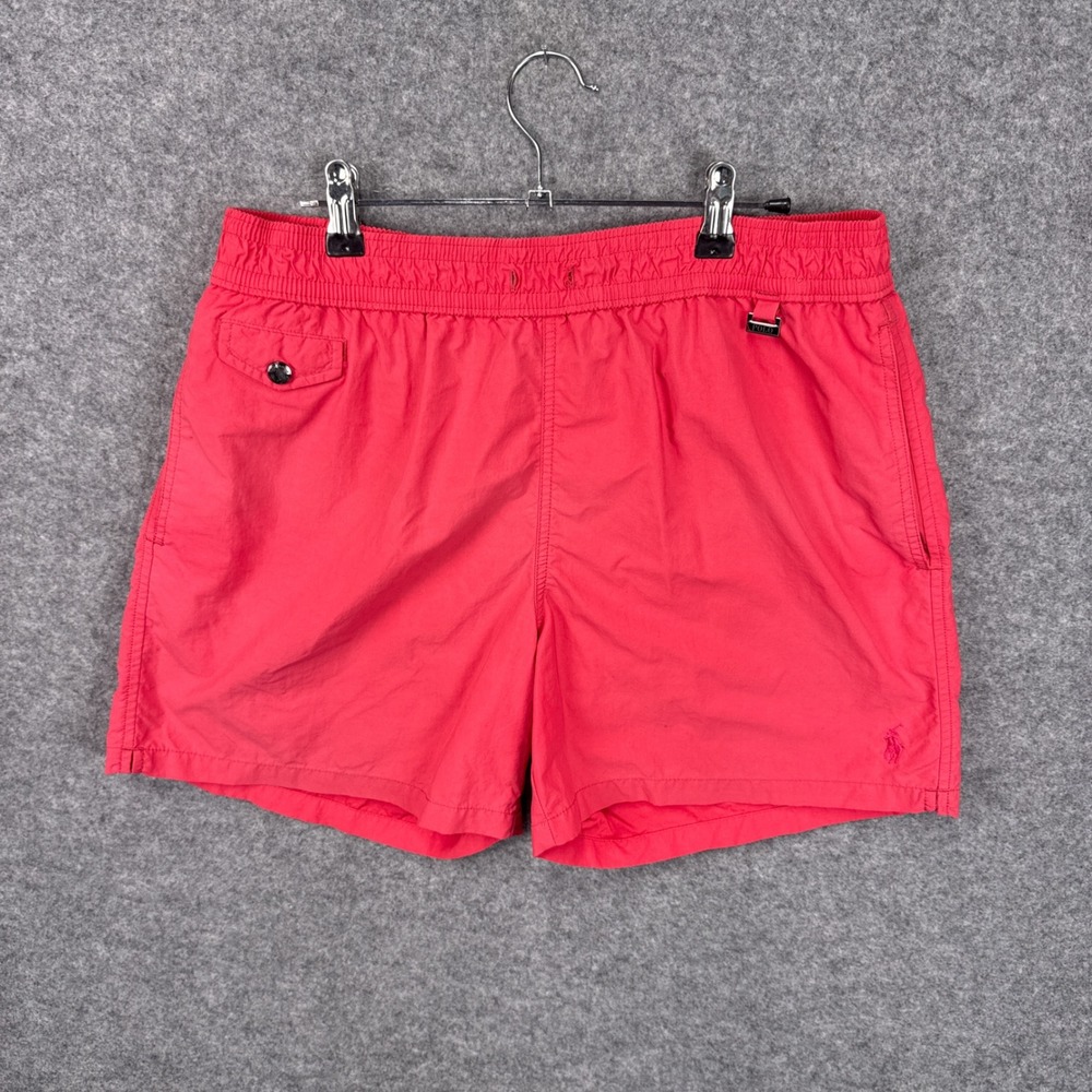 Polo Ralph Lauren Swim Shorts Large Red Nylon Mesh Lined Pony Logo Trunks